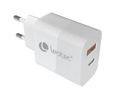 CARGADOR PARED/VIAJE USB-C/PD + USB-A 30W BLANCO LEOTEC - 30W