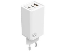 Cargador de Pared GaN Leotec LECSPH65W3W/ 2xUSB Tipo-C/ 1xUSB