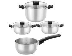 Pack Batería de Cocina Monix Elite - Acero Inoxidable - Cazo Ø14cm - Ollas Ø24cm - Cacerolas Ø20cm a Ø24cm