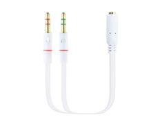 CABLE ADAPTADOR AUDIO JACK 3.5/H 2 JACK 3.5/M 20CM BLANCO NANOCABLE - Blanco