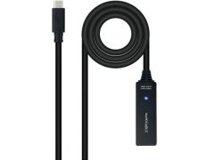 Cable Alargador USB Tipo-C 3.2 con Amplificador Nanocable 10.01.1311/ USB Tipo-C Macho - USB Tipo-C Hembra/ 5m