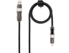Cable USB Tipo C 2.0 Nanocable Macho + USB Macho - USB Tipo C Macho + Lightning Macho 27W 480Mbps 1m