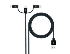 Cable USB 2.0 Nanocable 10.01.3200 - Lightning Macho, Micro USB Macho, USB Tipo-C Macho - 480Mbps, 1m