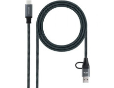 Cable USB Tipo-C 3.2 Nanocable | USB Tipo-C Macho + USB Macho | Hasta 100W 20Gbps 2m