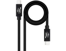 Cable USB 4.0 Nanocable 10.01.5001/ USB Tipo-C Macho - USB Tipo-C Macho/ Hasta 240W/ 40Gbps/ 1m - Negro