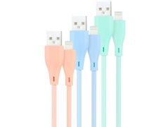 Cables USB 2.0 Lightning Nanocable 10.10.0401-A1/ USB Macho - Lightning Macho/ 1m/ 3 Unidades - Rosa, Azul y Verde