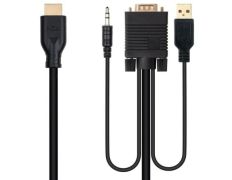 Cable Conversor HDMI a VGA Nanocable Macho 1.8m - USB Macho y Jack 3.5 Macho