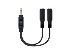 Cable Estéreo Nanocable 10.24.1200/ Jack 3.5 Macho - 2x Jack 3.5 Hembra/ 15cm - Negro