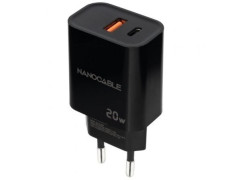Cargador de Pared Nanocable 10.10.2008/ 1xUSB/ 1xUSB Tipo-C/ 20W