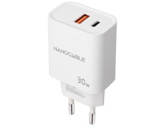 Cargador de Pared Nanocable 30W con 1xUSB y 1xUSB Tipo-C