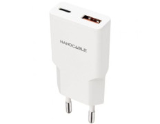Cargador de Pared 1xUSB Tipo C y 1xUSB Macho Nanocable 30W