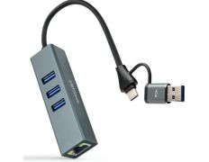 Hub USB Tipo-C 3.0 Nanocable 3xUSB 1xRJ45