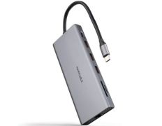 Docking Tipo-C Nanocable NANO CABLE 10.16.4612 - Conexiones 3xUSB 2xHDMI 4K RJ45 Lector Tarjetas - Accesorios Portátiles