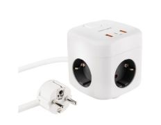 Regleta Nanocable 10.37.0011 con 3 Tomas de Corriente, 2 Puertos USB y 1 USB Tipo-C - Cable 1.4m