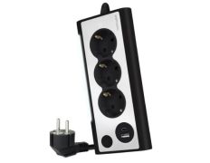 Regleta Nanocable con Interruptor - 3 Tomas de Corriente - 1 USB - 1 USB Tipo C - Cable 1.5m