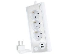 Regleta con Interruptor Nanocable 3 Tomas de Corriente + 1 USB + 1 USB Tipo-C + Cable 1.5m