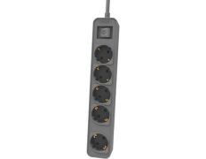 Regleta Philips CHP2154G/12 con Interruptor, 5 Tomas de Corriente y Cable de 1.5m