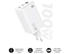 Cargador de Pared GaN Subblim 100W USB C+C+A/ 2xUSB Tipo-C/ 1xUSB Charger