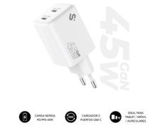 Cargador USB C+C GaN Subblim 45W Charger de Pared con 2xUSB Tipo-C