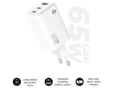 Cargador de Pared GaN Subblim 65W USB C+C+A/ 2xUSB Tipo-C/ 1xUSB - SUBBLIM