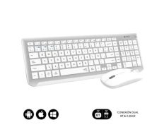 Teclado y Ratón Inalámbrico Subblim Combo Dual Prestige Extendido - Blanco y Plata