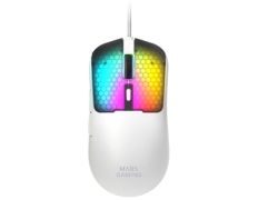 MOUSE MARS GAMING MM-VIPERW BLANCO ULTRALIGERO 56G USB CABLEADO 6 BOTONES 12800 DPI RGB - Blanco