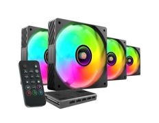 Pack 4 Ventiladores Mars Gaming 12cm con HUB y Mando a Distancia