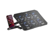 BASE DE REFRIGERACION PARA PORTATILES MARAS GAMING MNBC23 6 VENTILADORES LED AZUL STAND DE 6 POSICIO - Iluminación LED