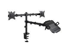 Soporte de Mesa para 2 Monitores y 1 Portátil TooQ - Giratorio e Inclinable