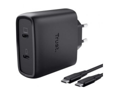 Cargador de Pared GaN Trust Maxo 65W 25525/ 2xUSB Tipo-C/ Incluye Cable USB Tipo-C