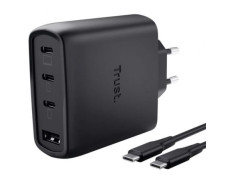 Cargador de Pared GaN Trust Maxo 65W 26067/ 3xUSB Tipo-C/ 1xUSB/ Incluye Cable USB Tipo-C