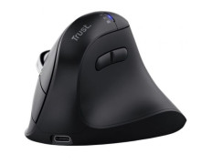 Mouse Trust Vyran Wireless Ergo Negro 2400DPI Recargable USB-C - 7 Botones HyperScroll Multidevice - Hasta 3200 DPI