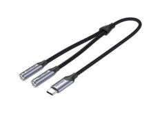 Cable Conversor USB Tipo-C Vention Macho a 2x Jack 3.5 Hembra - 30cm