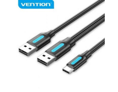 Cable Vention Negro 2xUSB 2.0/M USB-C/M 1M