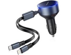 Cargador de Coche Vention FFOB0/ 1xUSB Tipo-C Macho/ 1xUSB Tipo-C hembra/ 1xLightning Macho