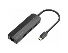 Hub USB Tipo-C Vention - 3 Puertos USB y 1 Puerto RJ45