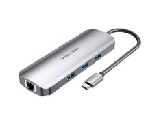 Docking USB Tipo-C Vention - HDMI 4K, USB 3.5, RJ45, Lector Tarjetas SD, MicroSD