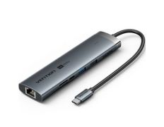 Docking USB Tipo-C Vention con RJ45, 2xUSB, HDMI, USB Tipo-C PD y Lector de Tarjetas
