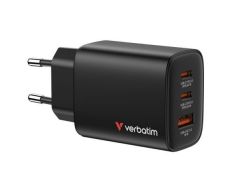 Cargador de Pared GaN Verbatim Essentials con 2xUSB Tipo-C y 1xUSB