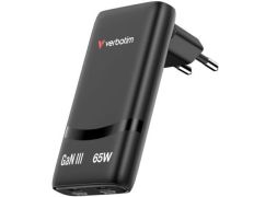 Cargador de Pared GaN Verbatim Fold 'n' Go con 2xUSB Tipo-C