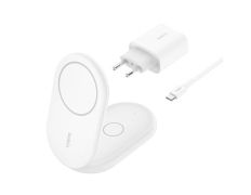 BASE DE CARGA INALÁMBRICA 2 EN 1 BELKIN WIZ028VFWH MAGNÉTICA PLEGABLE BLANCA Qi2 15W