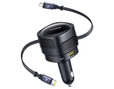Cargador de Coche Baseus Enjoyment Max 90W con cables USB-C+Lightning y puertos USB-A+USB-C