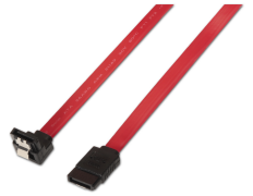 Cable SATA III Datos 6G Datos Acodado con anclajes, Rojo, 0.5 Metros para Disco Duro SATA I, II, III