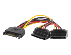 Lanberg - CA-SASA-10CU-0015 cable de SATA 0,15 m SATA de 15 pines 2 x SATA de 15 pines Negro, Rojo,