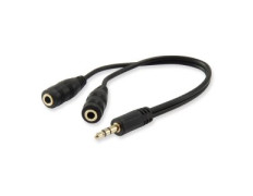 Cable Audio Mini Jack 3.5mm Macho a 2 Jack 3.5mm Hembra - Marca EQUIP