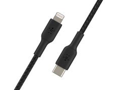 CABLE USB-C A LIGHTNING 1M BELKIN BOOST TRENZADO 1m - NEGRO