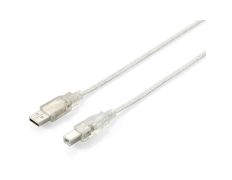 Cable USB de 3M EQUIP USB 2.0 Transparente: USB-A a USB-B