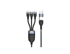 Cable USB-C 3en1 Conceptronic 3xUSB-C Macho 100W 1.50m con Adaptador a USB-A