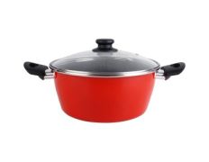 Cacerola Magefesa K2 Rojo 28 con Tapa de Cristal - Antiadherente en Acero Inoxidable