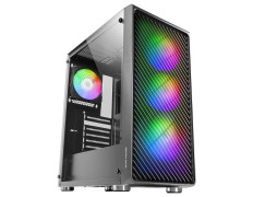CAJA ATX Semitorre Mars Gaming MC-F Black con Metal Mesh Frontal y 3 Ventiladores ARGB de 120mm